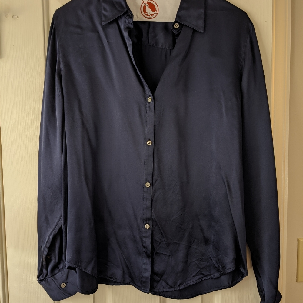 Navy Silk LRL Blouse